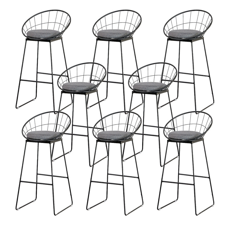 Black Metal Base Dining Stools Contemporary Round Bar Stools with Footrest Gray 8 Piece Set Clearhalo 'Bar Furniture' 'Bar Stools' 'bar_stools' 'furn' 'furn_bar_stools' 'Furniture' 'Kitchen & Dining Furniture' 6373485