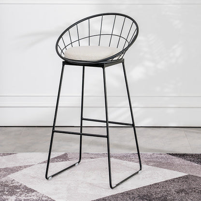 Black Metal Base Dining Stools Contemporary Round Bar Stools with Footrest White 1 Piece Clearhalo 'Bar Furniture' 'Bar Stools' 'bar_stools' 'furn' 'furn_bar_stools' 'Furniture' 'Kitchen & Dining Furniture' 6373487