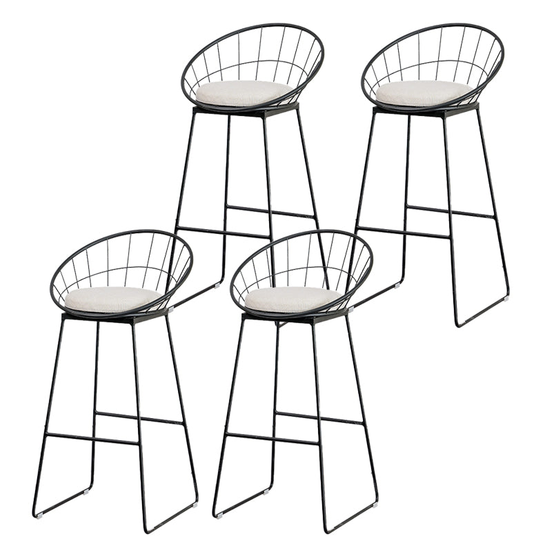 Black Metal Base Dining Stools Contemporary Round Bar Stools with Footrest White 4 Piece Set Clearhalo 'Bar Furniture' 'Bar Stools' 'bar_stools' 'furn' 'furn_bar_stools' 'Furniture' 'Kitchen & Dining Furniture' 6373490