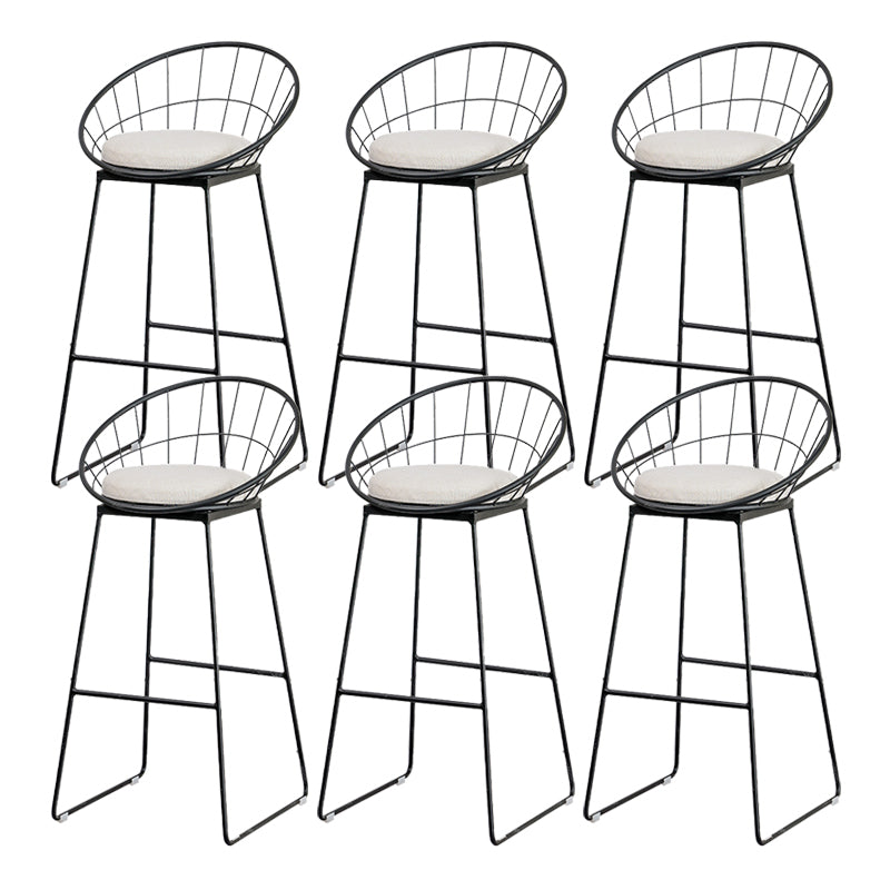 Black Metal Base Dining Stools Contemporary Round Bar Stools with Footrest White 6 Piece Set Clearhalo 'Bar Furniture' 'Bar Stools' 'bar_stools' 'furn' 'furn_bar_stools' 'Furniture' 'Kitchen & Dining Furniture' 6373491