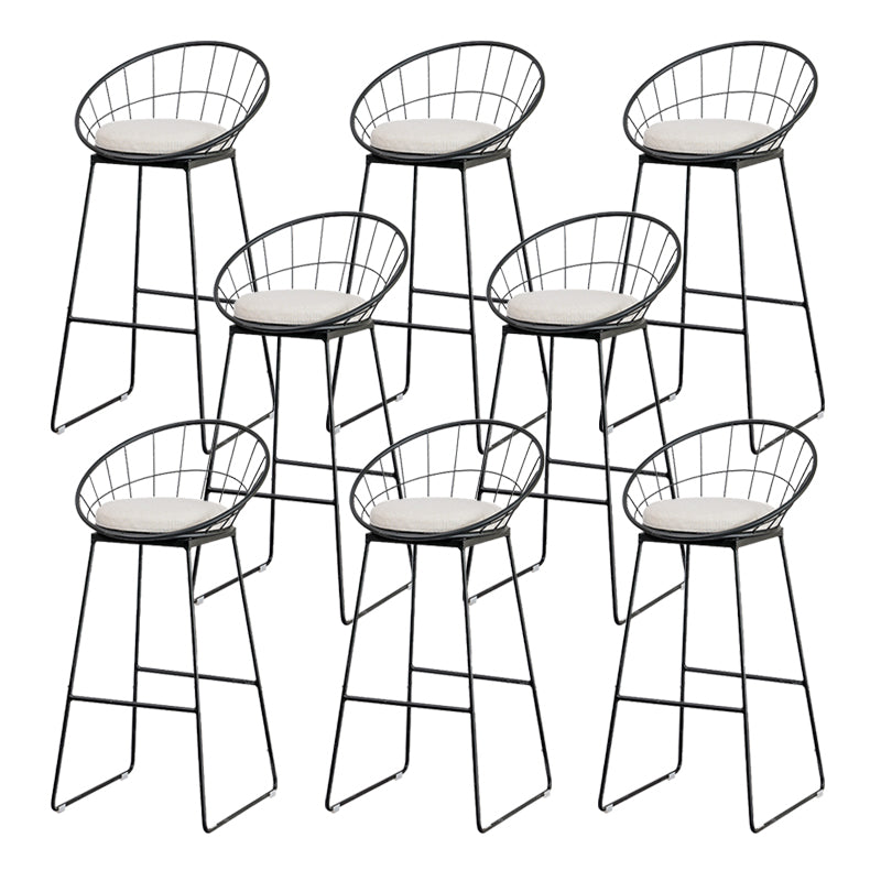 Black Metal Base Dining Stools Contemporary Round Bar Stools with Footrest White 8 Piece Set Clearhalo 'Bar Furniture' 'Bar Stools' 'bar_stools' 'furn' 'furn_bar_stools' 'Furniture' 'Kitchen & Dining Furniture' 6373492