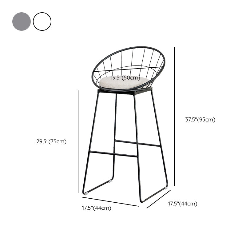 Black Metal Base Dining Stools Contemporary Round Bar Stools with Footrest Clearhalo 'Bar Furniture' 'Bar Stools' 'bar_stools' 'furn' 'furn_bar_stools' 'Furniture' 'Kitchen & Dining Furniture' 6373493