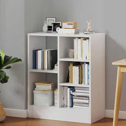 Contemporary Vertical Open Shelf Bookcase Engineered Wood Home Book Shelf with Shelves 19.7"L x 7.9"W x 31.5"H White Cabinet Not Included Clearhalo 'Bookcases' 'furn' 'furn_bookcases' 'Furniture' 'Office Furniture' 6373627