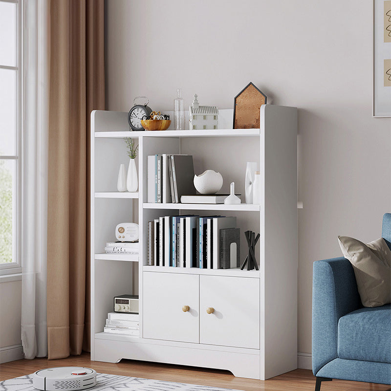 Contemporary Vertical Open Shelf Bookcase Engineered Wood Home Book Shelf with Shelves 28.3"L x 9.4"W x 35.4"H White 1 Clearhalo 'Bookcases' 'furn' 'furn_bookcases' 'Furniture' 'Office Furniture' 6373629