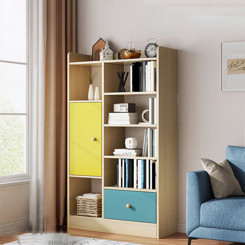 Contemporary Vertical Open Shelf Bookcase Engineered Wood Home Book Shelf with Shelves 24.8"L x 9.4"W x 47.2"H Natural 1 Clearhalo 'Bookcases' 'furn' 'furn_bookcases' 'Furniture' 'Office Furniture' 6373636