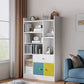 Contemporary Vertical Open Shelf Bookcase Engineered Wood Home Book Shelf with Shelves 24.8"L x 9.4"W x 47.2"H Ivory 1 Clearhalo 'Bookcases' 'furn' 'furn_bookcases' 'Furniture' 'Office Furniture' 6373638