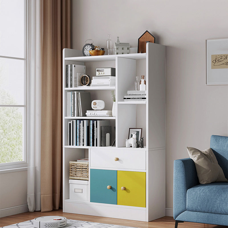 Contemporary Vertical Open Shelf Bookcase Engineered Wood Home Book Shelf with Shelves 24.8"L x 9.4"W x 47.2"H Ivory 1 Clearhalo 'Bookcases' 'furn' 'furn_bookcases' 'Furniture' 'Office Furniture' 6373638