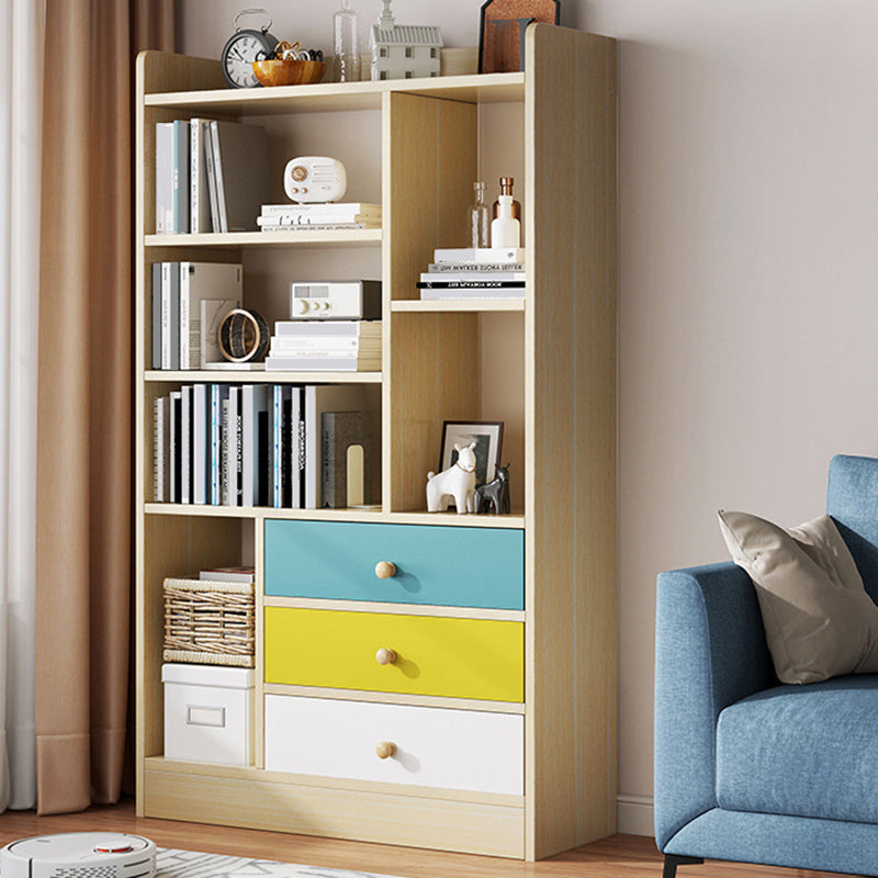 Contemporary Vertical Open Shelf Bookcase Engineered Wood Home Book Shelf with Shelves 24.8"L x 9.4"W x 47.2"H Natural Cabinet Not Included Clearhalo 'Bookcases' 'furn' 'furn_bookcases' 'Furniture' 'Office Furniture' 6373641