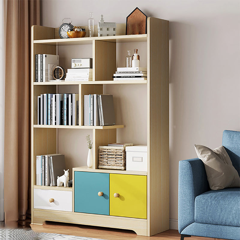 Contemporary Vertical Open Shelf Bookcase Engineered Wood Home Book Shelf with Shelves 31.5"L x 7.9"W x 47.2"H Natural 1 Clearhalo 'Bookcases' 'furn' 'furn_bookcases' 'Furniture' 'Office Furniture' 6373644