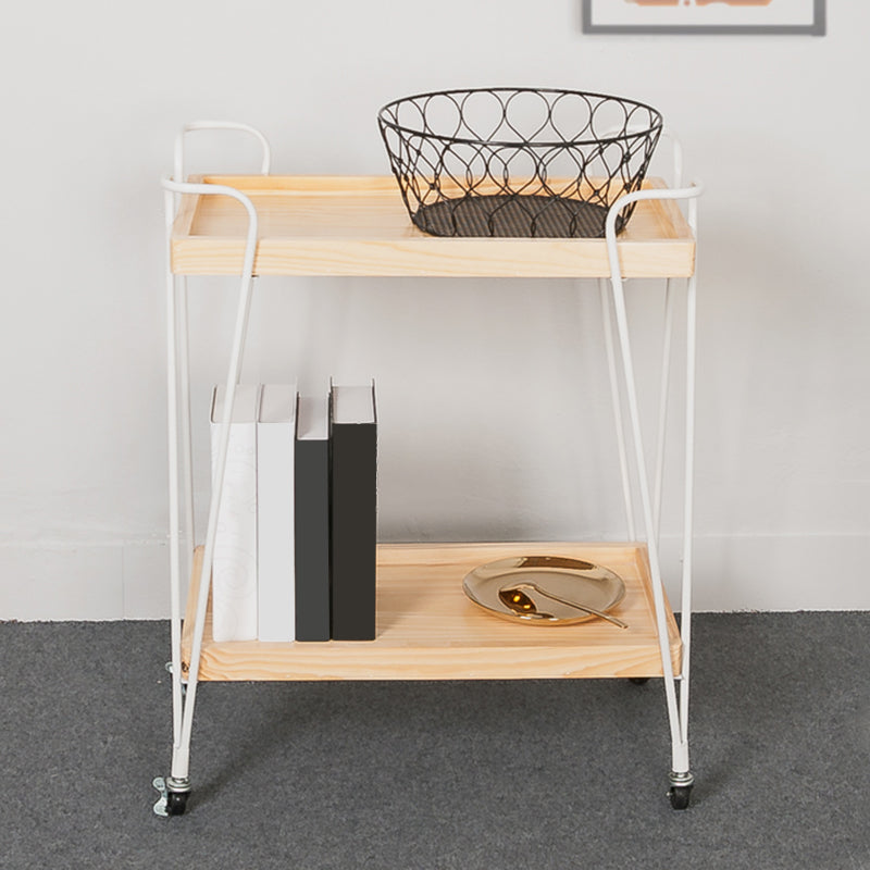 Modern Style Wood Prep Table 29.53"H Rolling Prep Table for Home Use