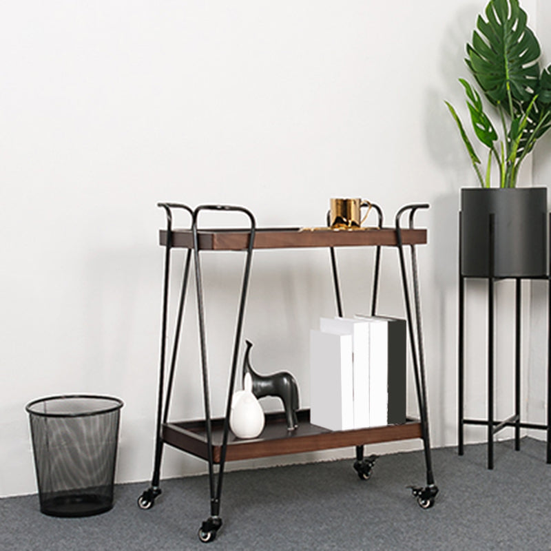 Modern Style Wood Prep Table 29.53"H Rolling Prep Table for Home Use