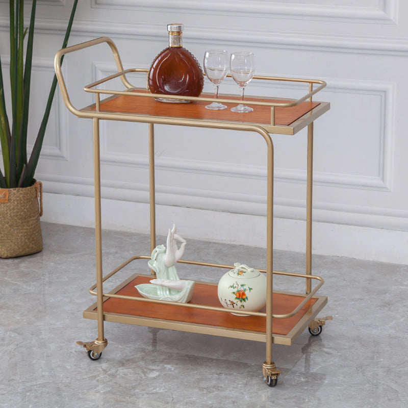 Contemporary 31.5"H Prep Table Rectangular Metal Rolling Prep Table for Dining Room Brown Clearhalo 'furn' 'furn_kitchen_islands_carts' 'Furniture' 'Kitchen & Dining Furniture' 'Kitchen Islands & Carts' 'kitchen_islands_carts' 6375864