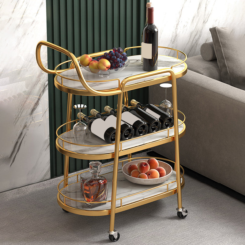 24.41 "W Table de préparation contemporaine à rouler en métal avec porte-serviettes