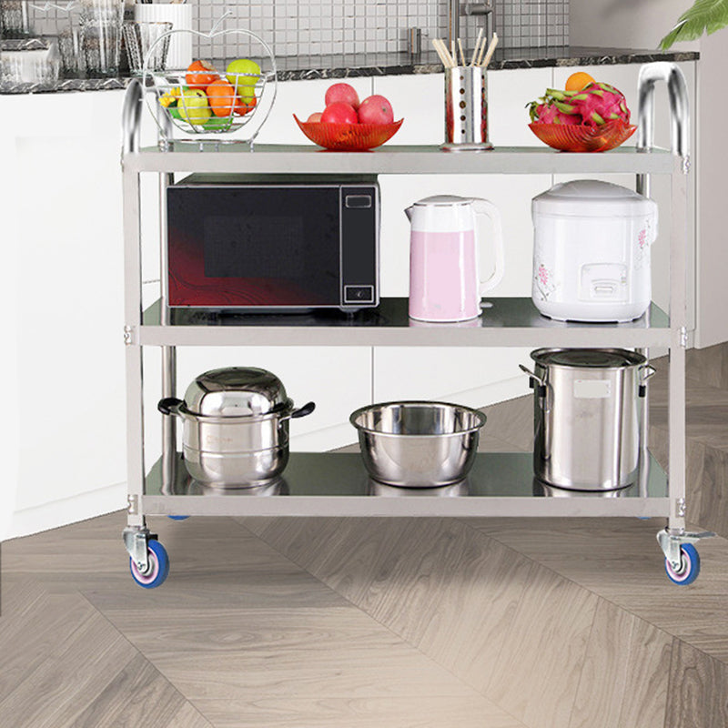 Modern Style Metal Prep Table Rectangular Rolling Prep Table for Dining Room Clearhalo 'furn' 'furn_kitchen_islands_carts' 'Furniture' 'Kitchen & Dining Furniture' 'Kitchen Islands & Carts' 'kitchen_islands_carts' 6375940