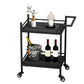 Contemporary Metal Prep Table 29.53"H Rolling Prep Table for Dining Room Black Black Clearhalo 'furn' 'furn_kitchen_islands_carts' 'Furniture' 'Kitchen & Dining Furniture' 'Kitchen Islands & Carts' 'kitchen_islands_carts' 6376002