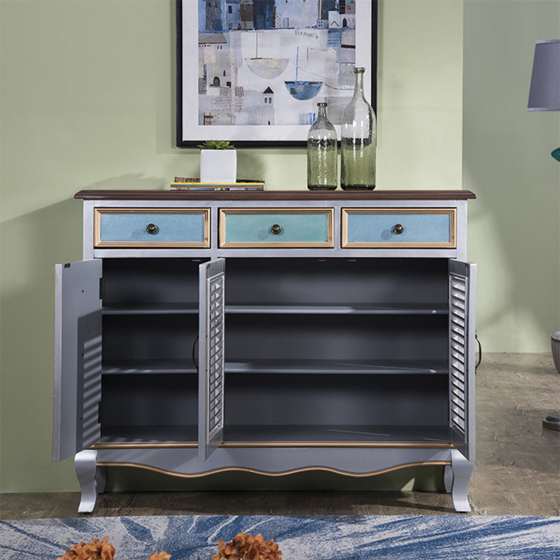 38.18" Tall Wood Rectangular Cabinet 3 - Drawer and 2 - Door Accent Chest Silver Clearhalo 'Cabinets & Chests' 'cabinets_chests' 'furn' 'furn_cabinets_chests' 'Furniture' 'Living Room Furniture' 6376092