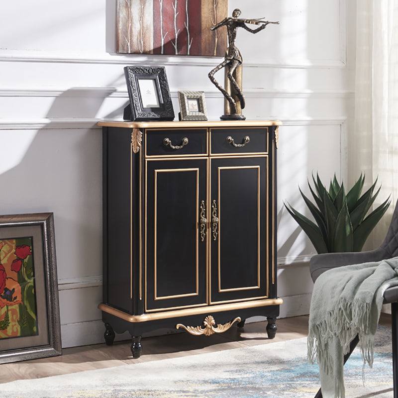 Mid Century Brown 2-Door Cabinet Solid Wood Chest with 2 - Drawer Clearhalo 'Cabinets & Chests' 'cabinets_chests' 'furn' 'furn_cabinets_chests' 'Furniture' 'Living Room Furniture' 6376104