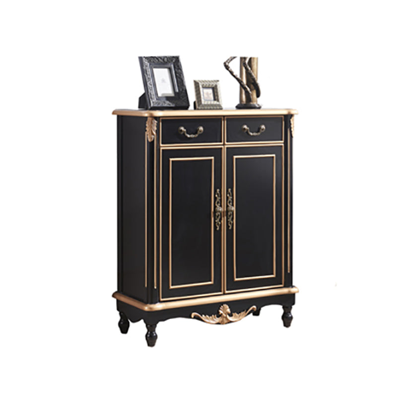 Mid Century Brown 2-Door Cabinet Solid Wood Chest with 2 - Drawer Clearhalo 'Cabinets & Chests' 'cabinets_chests' 'furn' 'furn_cabinets_chests' 'Furniture' 'Living Room Furniture' 6376105