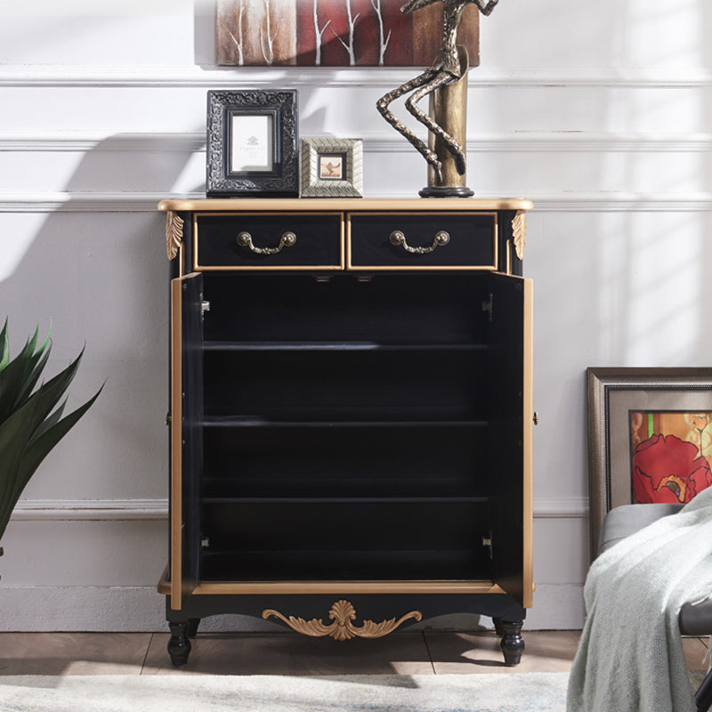 Mid Century Brown 2-Door Cabinet Solid Wood Chest with 2 - Drawer Clearhalo 'Cabinets & Chests' 'cabinets_chests' 'furn' 'furn_cabinets_chests' 'Furniture' 'Living Room Furniture' 6376109