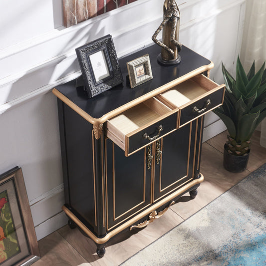 Mid Century Brown 2-Door Cabinet Solid Wood Chest with 2 - Drawer Clearhalo 'Cabinets & Chests' 'cabinets_chests' 'furn' 'furn_cabinets_chests' 'Furniture' 'Living Room Furniture' 6376110