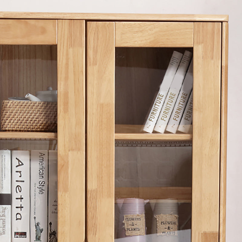 Glass Door Accent Cabinet 76.77" Tall Wood Cabinet with Drawers Clearhalo 'Cabinets & Chests' 'cabinets_chests' 'furn' 'furn_cabinets_chests' 'Furniture' 'Living Room Furniture' 6376118