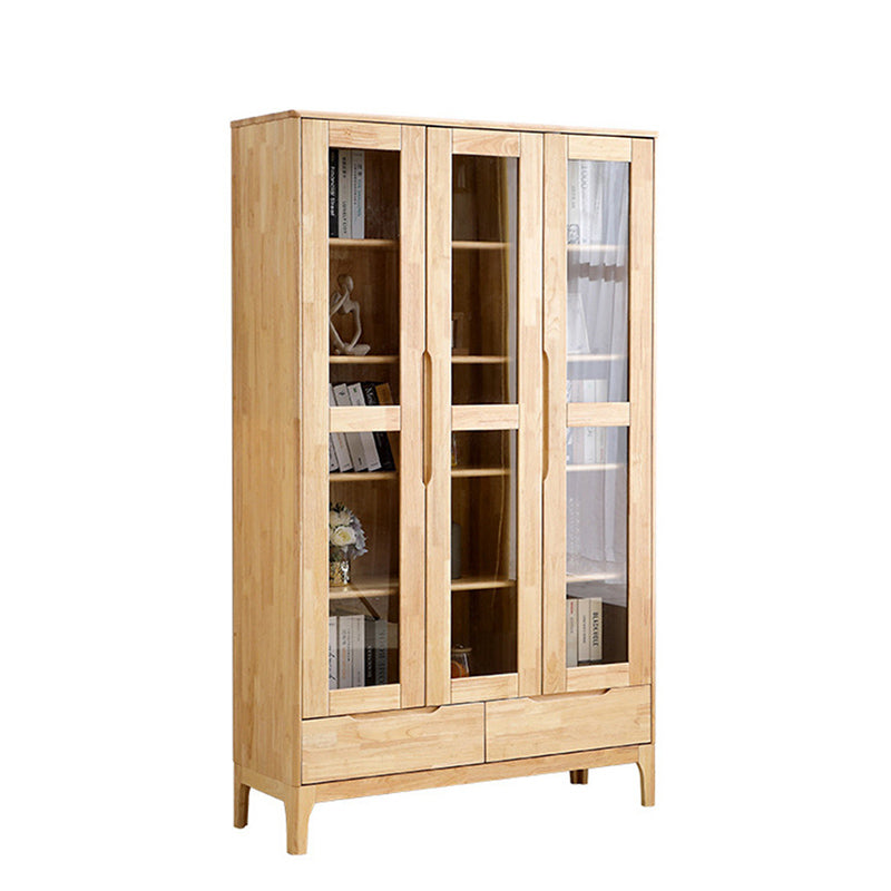 Glass Door Accent Cabinet 76.77" Tall Wood Cabinet with Drawers Clearhalo 'Cabinets & Chests' 'cabinets_chests' 'furn' 'furn_cabinets_chests' 'Furniture' 'Living Room Furniture' 6376124