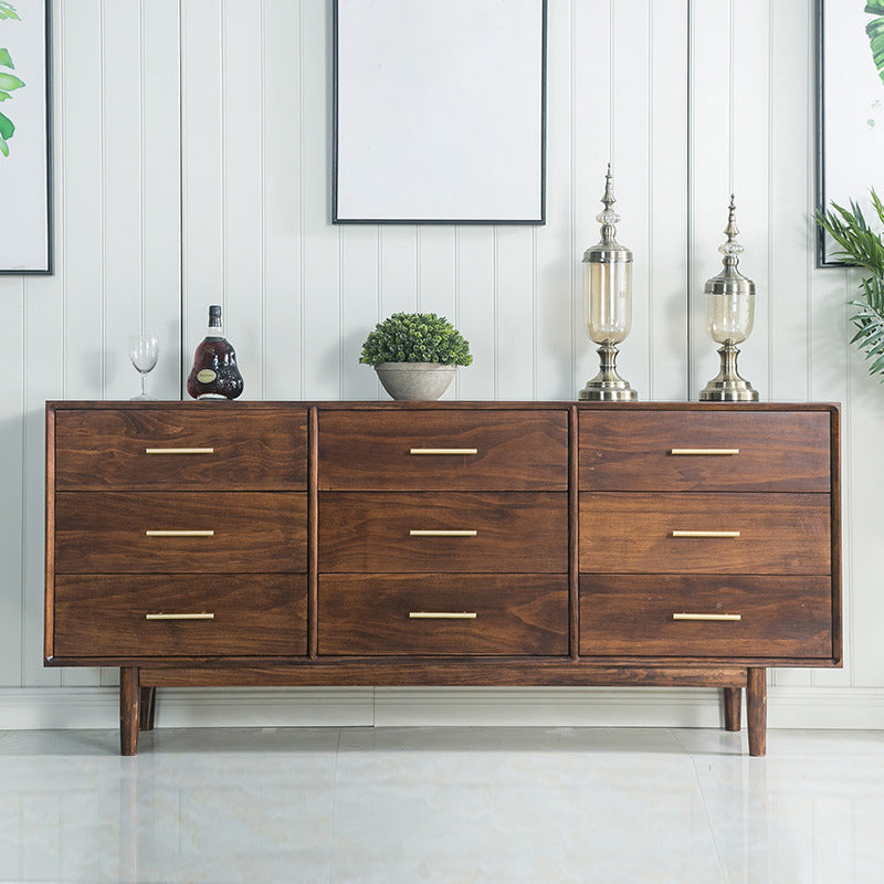 Contemporary Chest Pine 9 - Drawer Bar Pulls Straight Legs Accent Chest Dark Walnut Clearhalo 'Cabinets & Chests' 'cabinets_chests' 'furn' 'furn_cabinets_chests' 'Furniture' 'Living Room Furniture' 6376127