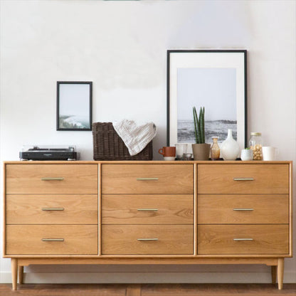 Contemporary Chest Pine 9 - Drawer Bar Pulls Straight Legs Accent Chest Natural Clearhalo 'Cabinets & Chests' 'cabinets_chests' 'furn' 'furn_cabinets_chests' 'Furniture' 'Living Room Furniture' 6376129