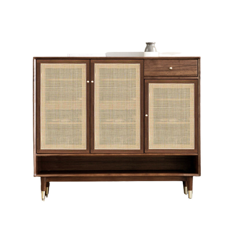 Contemporary Cabinet Pine Rectangle 1 - Drawer with Doors Knobs Accent Cabinet 47.2"L x 13.8"W x 41.3"H Nut-Brown Clearhalo 'Cabinets & Chests' 'cabinets_chests' 'furn' 'furn_cabinets_chests' 'Furniture' 'Living Room Furniture' 6376198