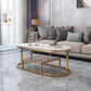 Fram Base Cocktail Table Shelf Included Oval Stone Coffee Table Clearhalo 'Coffee & Accent Tables' 'Coffee Tables' 'coffee_tables' 'furn' 'furn_coffee_tables' 'Furniture' 'Living Room Furniture' 6376214