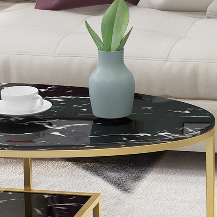 Fram Base Cocktail Table Shelf Included Oval Stone Coffee Table Clearhalo 'Coffee & Accent Tables' 'Coffee Tables' 'coffee_tables' 'furn' 'furn_coffee_tables' 'Furniture' 'Living Room Furniture' 6376219