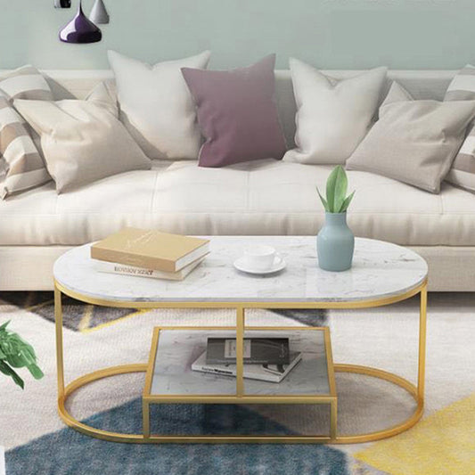 Mesa de cóctel de la base de fram se incluye mesa de café ovalado de piedra ovalada