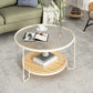 Table basse ronde en verre de 17,7 po de hauteur, table de cocktail à 3 pieds en fer avec étagère