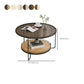 Table basse ronde en verre de 17,7 po de hauteur, table de cocktail à 3 pieds en fer avec étagère