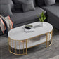 Glam Style Oval Coffee Table with Marble Top and 1 Shelf in White Clearhalo 'Coffee & Accent Tables' 'Coffee Tables' 'coffee_tables' 'furn' 'furn_coffee_tables' 'Furniture' 'Living Room Furniture' 6376269