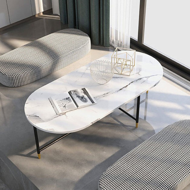 Round Marble Top Coffee Table Glam 4 Legs Coffee Cocktail Table White Clearhalo 'Coffee & Accent Tables' 'Coffee Tables' 'coffee_tables' 'furn' 'furn_coffee_tables' 'Furniture' 'Living Room Furniture' 6376276