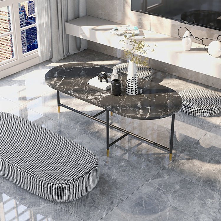 Round Marble Top Coffee Table Glam 4 Legs Coffee Cocktail Table Clearhalo 'Coffee & Accent Tables' 'Coffee Tables' 'coffee_tables' 'furn' 'furn_coffee_tables' 'Furniture' 'Living Room Furniture' 6376277