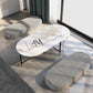 Round Marble Top Coffee Table Glam 4 Legs Coffee Cocktail Table Clearhalo 'Coffee & Accent Tables' 'Coffee Tables' 'coffee_tables' 'furn' 'furn_coffee_tables' 'Furniture' 'Living Room Furniture' 6376285