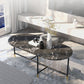 Round Marble Top Coffee Table Glam 4 Legs Coffee Cocktail Table Black Clearhalo 'Coffee & Accent Tables' 'Coffee Tables' 'coffee_tables' 'furn' 'furn_coffee_tables' 'Furniture' 'Living Room Furniture' 6376286