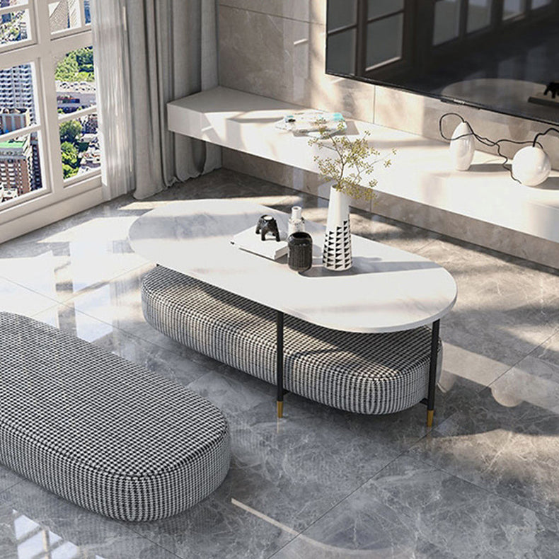 Round Marble Top Coffee Table Glam 4 Legs Coffee Cocktail Table Clearhalo 'Coffee & Accent Tables' 'Coffee Tables' 'coffee_tables' 'furn' 'furn_coffee_tables' 'Furniture' 'Living Room Furniture' 6376287
