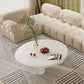 Round Wood Simple Coffee Table Nordic 4 Legs Cocktail Table - 13.8" H