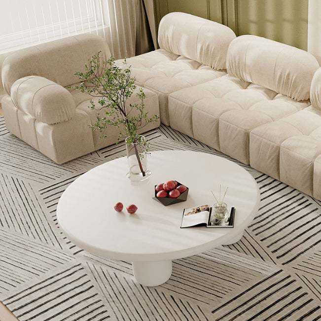 Round Wood Simple Coffee Table Nordic 4 Legs Cocktail Table - 13.8" H