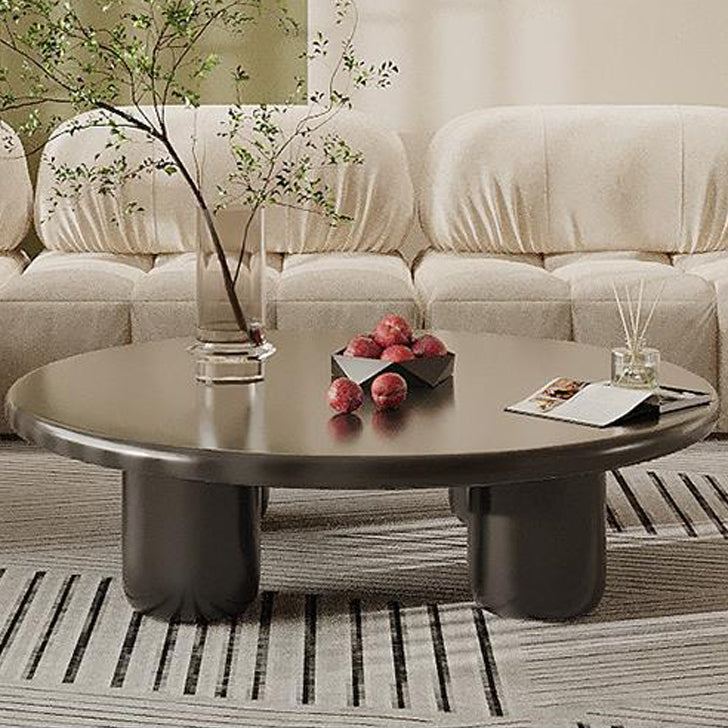 Round Wood Simple Coffee Table Nordic 4 Legs Cocktail Table - 13.8" H