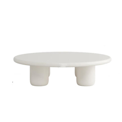 Round Wood Simple Coffee Table Nordic 4 Legs Cocktail Table - 13.8" H