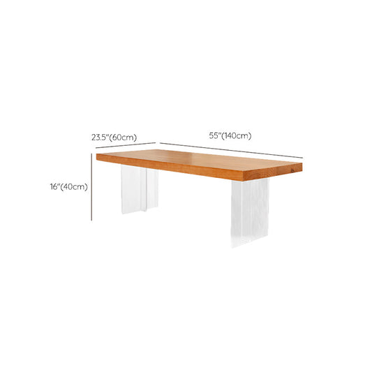 Scandinavian Natural Rectangle Coffee Table with Acrylic Base and Solid Wood Top Clearhalo 'Coffee & Accent Tables' 'Coffee Tables' 'coffee_tables' 'furn' 'furn_coffee_tables' 'Furniture' 'Living Room Furniture' 6376328