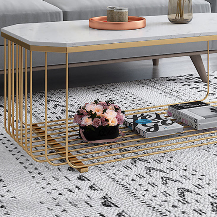 Glass/Marble Top Coffee Table Glam Frame Coffee Cocktail Table Clearhalo 'Coffee & Accent Tables' 'Coffee Tables' 'coffee_tables' 'furn' 'furn_coffee_tables' 'Furniture' 'Living Room Furniture' 6376337