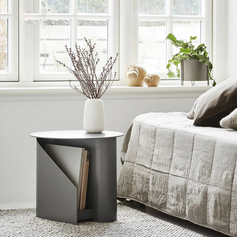 Steel Round Top Coffee Table Abstract Base Cocktail Table with Storage Clearhalo 'Coffee & Accent Tables' 'Coffee Tables' 'coffee_tables' 'furn' 'furn_coffee_tables' 'Furniture' 'Living Room Furniture' 6376360