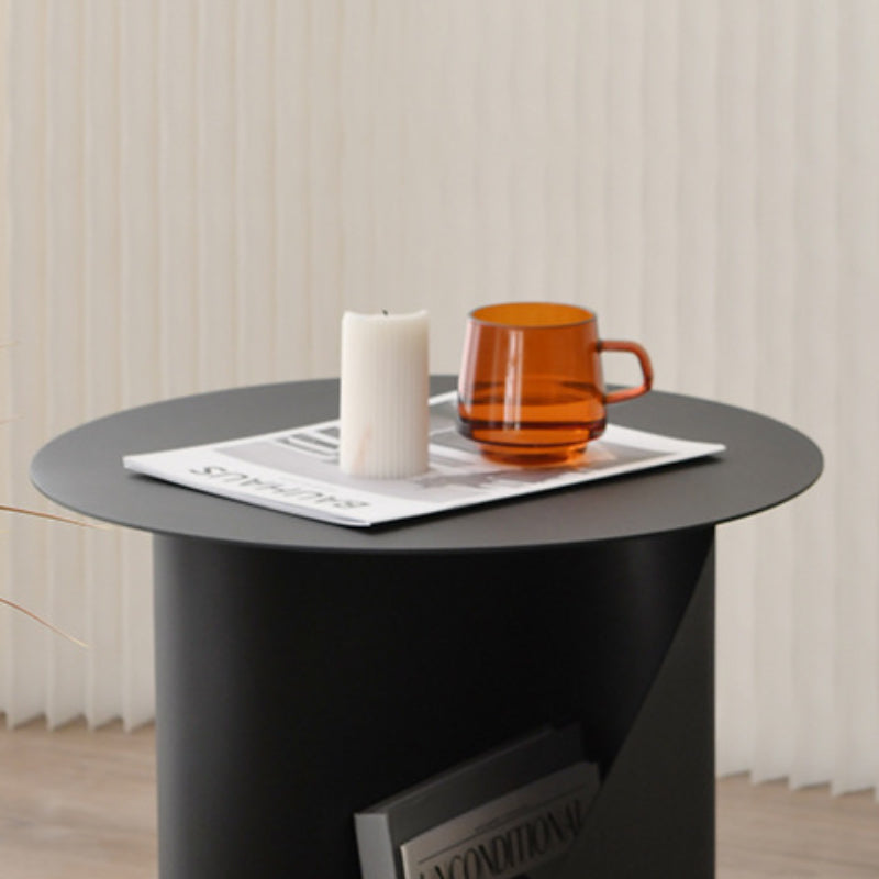 Steel Round Top Coffee Table Abstract Base Cocktail Table with Storage Clearhalo 'Coffee & Accent Tables' 'Coffee Tables' 'coffee_tables' 'furn' 'furn_coffee_tables' 'Furniture' 'Living Room Furniture' 6376365