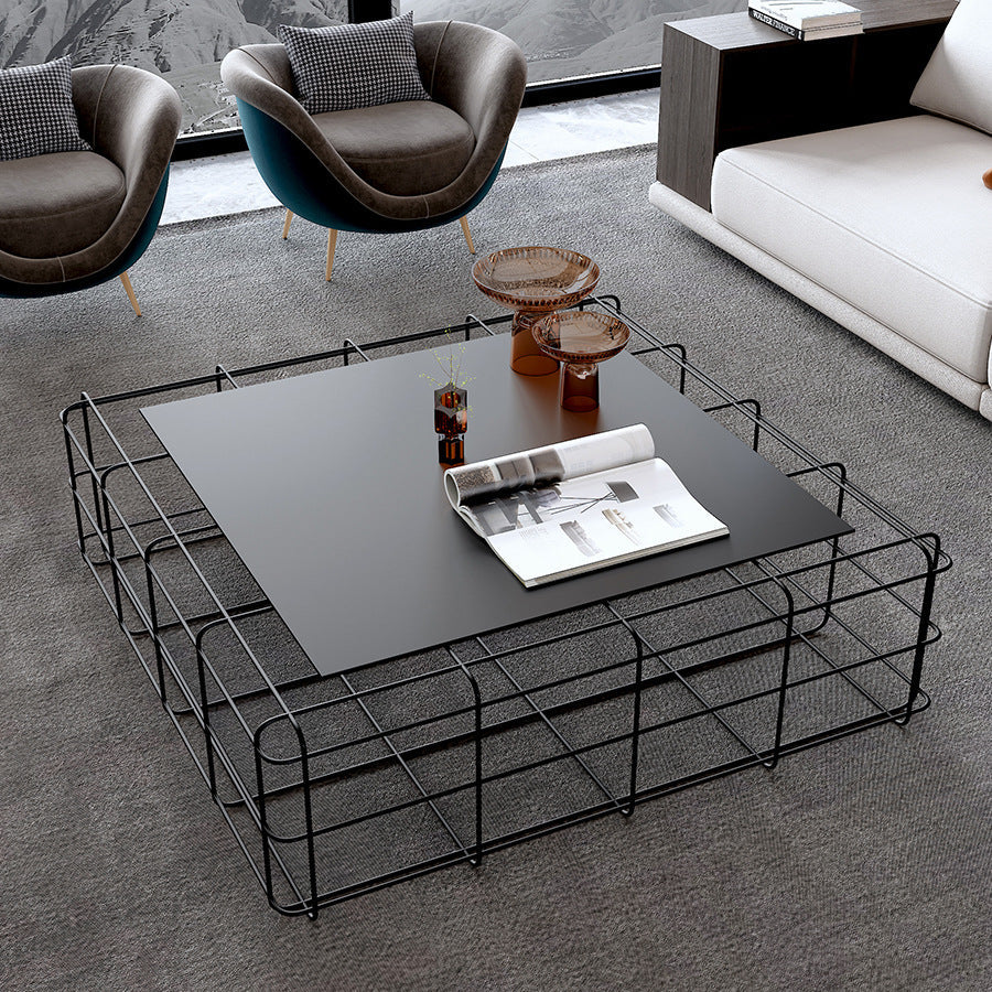 Mid-Century Modern Black Cocktail Table in Iron 1 Coffee Table Clearhalo 'Coffee & Accent Tables' 'Coffee Tables' 'coffee_tables' 'furn' 'furn_coffee_tables' 'Furniture' 'Living Room Furniture' 6376376