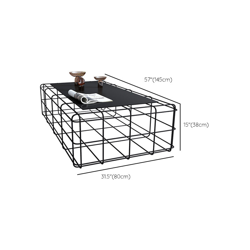 Mid-Century Modern Black Cocktail Table in Iron 1 Coffee Table Clearhalo 'Coffee & Accent Tables' 'Coffee Tables' 'coffee_tables' 'furn' 'furn_coffee_tables' 'Furniture' 'Living Room Furniture' 6376392